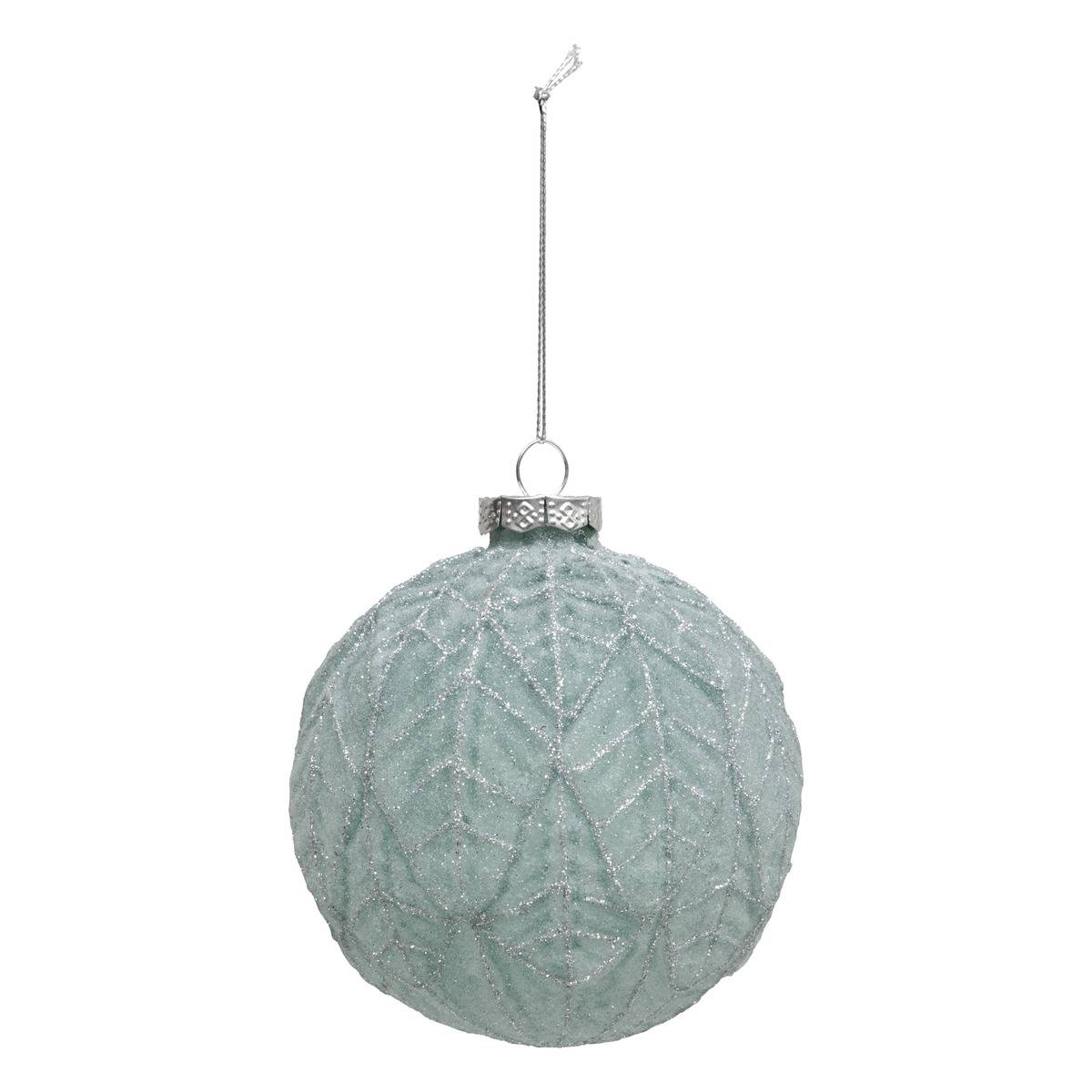 Boule de Noël en verre 100mm givré vert vert, ATMOSPHERA