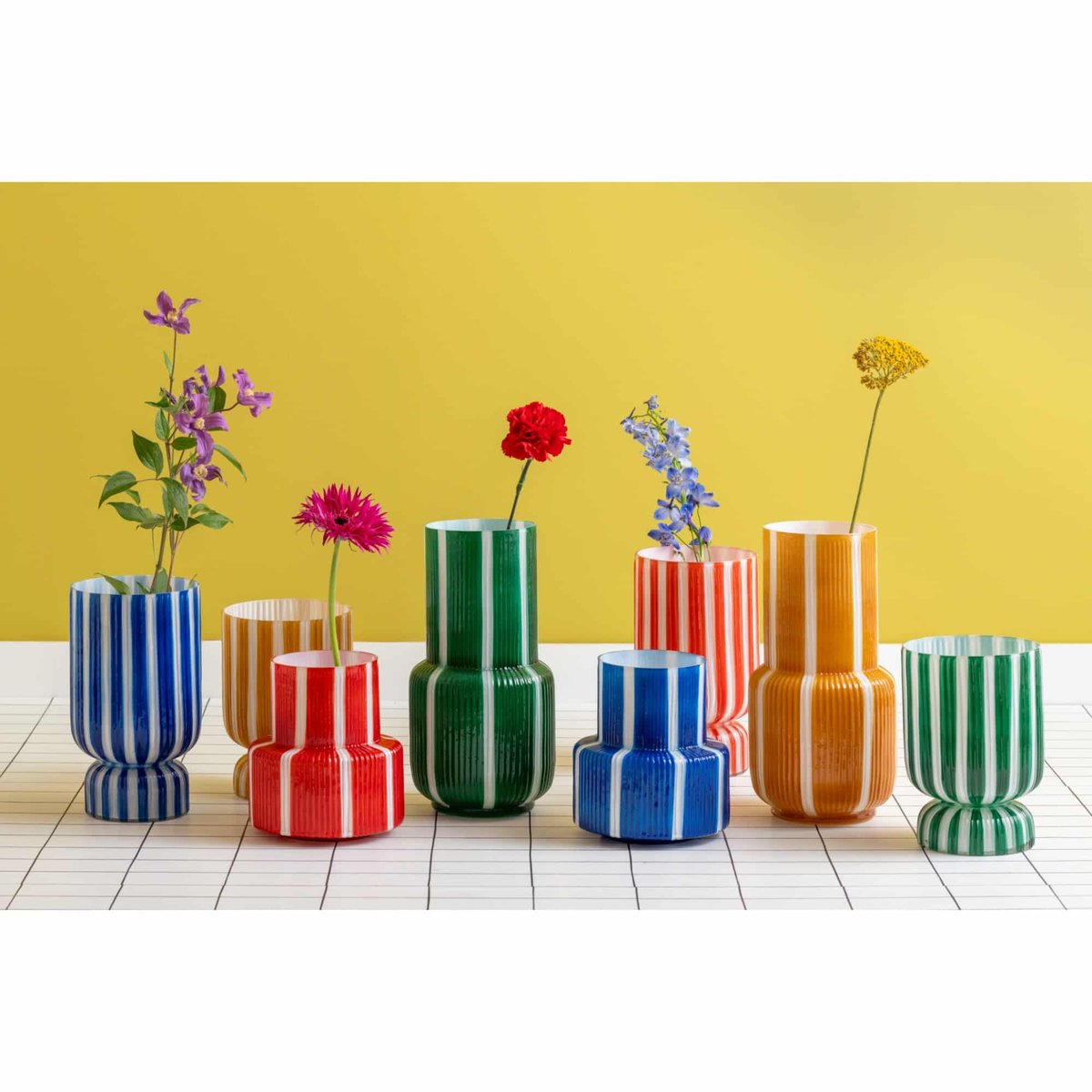Vase Verre RAYDO RETRO bleu cobalt, PRESENT TIME