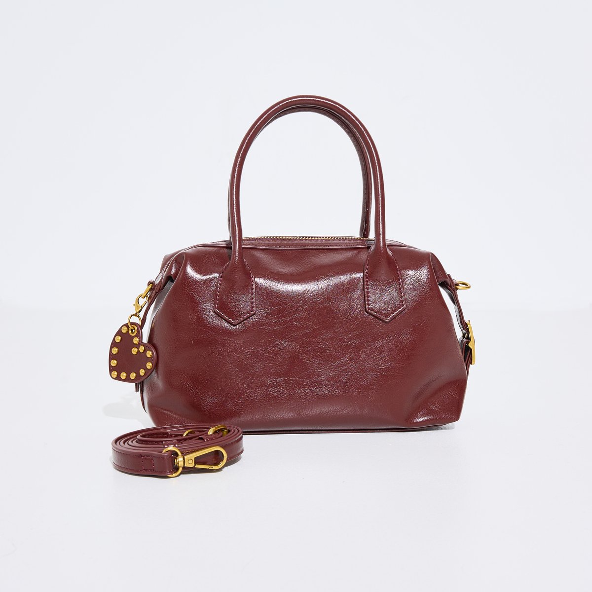 Sac bowling avec grigri coeur orange bordeaux, GRAIN DE MALICE