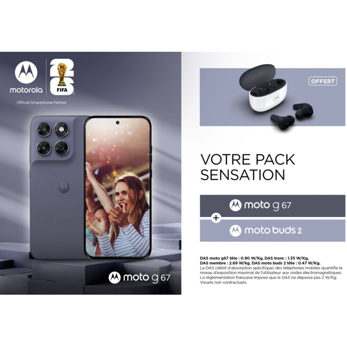 Smartphone Pack G67 256Go + Motorola Buds 2 couleur unique, MOTOROLA