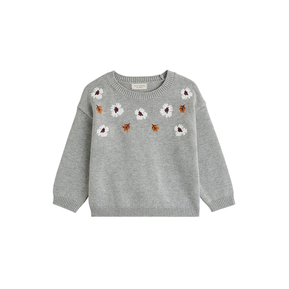 Pull enfant en tricot Aimée gris, PETIT BEGUIN
