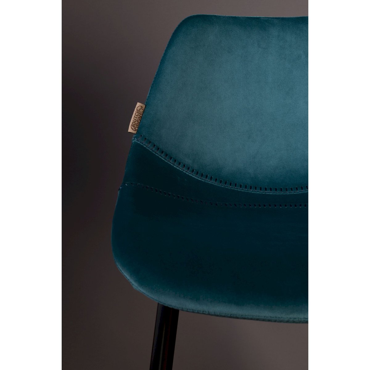 Tabouret design en velours (lot de 2) , FRANKY bleu, DUTCHBONE
