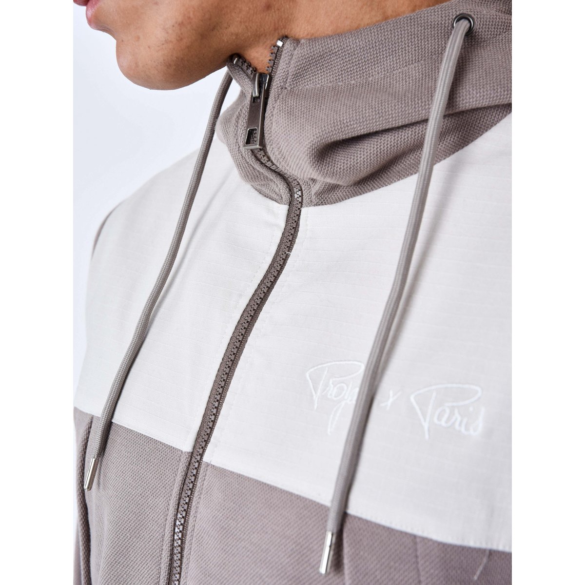 Veste de jogging bi-matière taupe, PROJECT X
