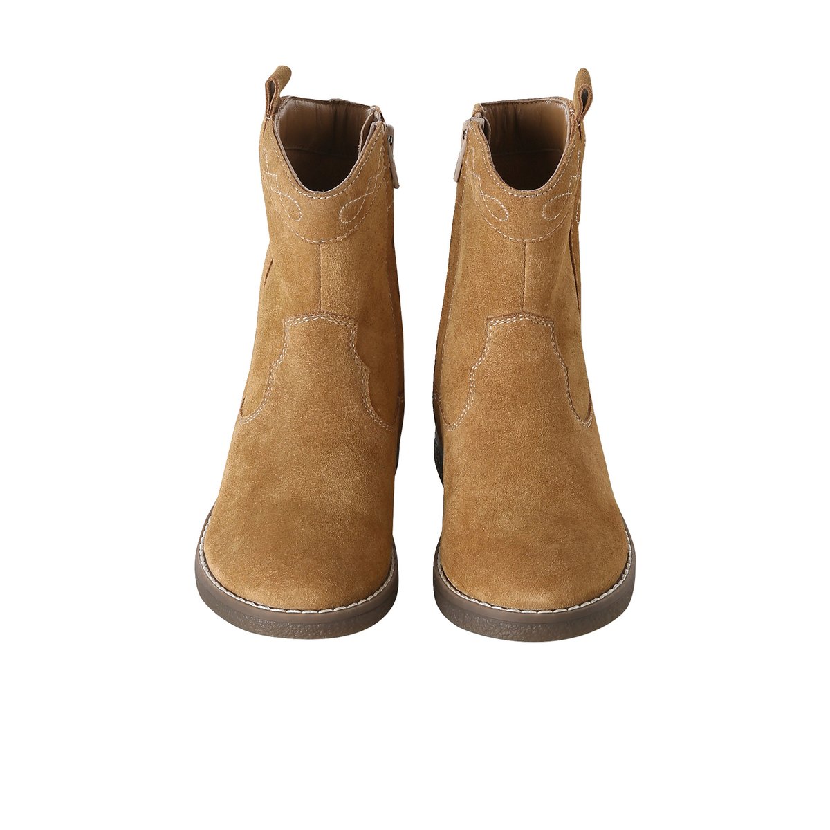 Boots cuir zippées marron, VERTBAUDET