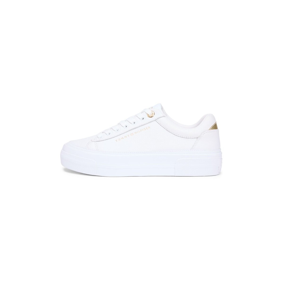 Baskets en cuir plateforme TUMBLED blanc, TOMMY HILFIGER