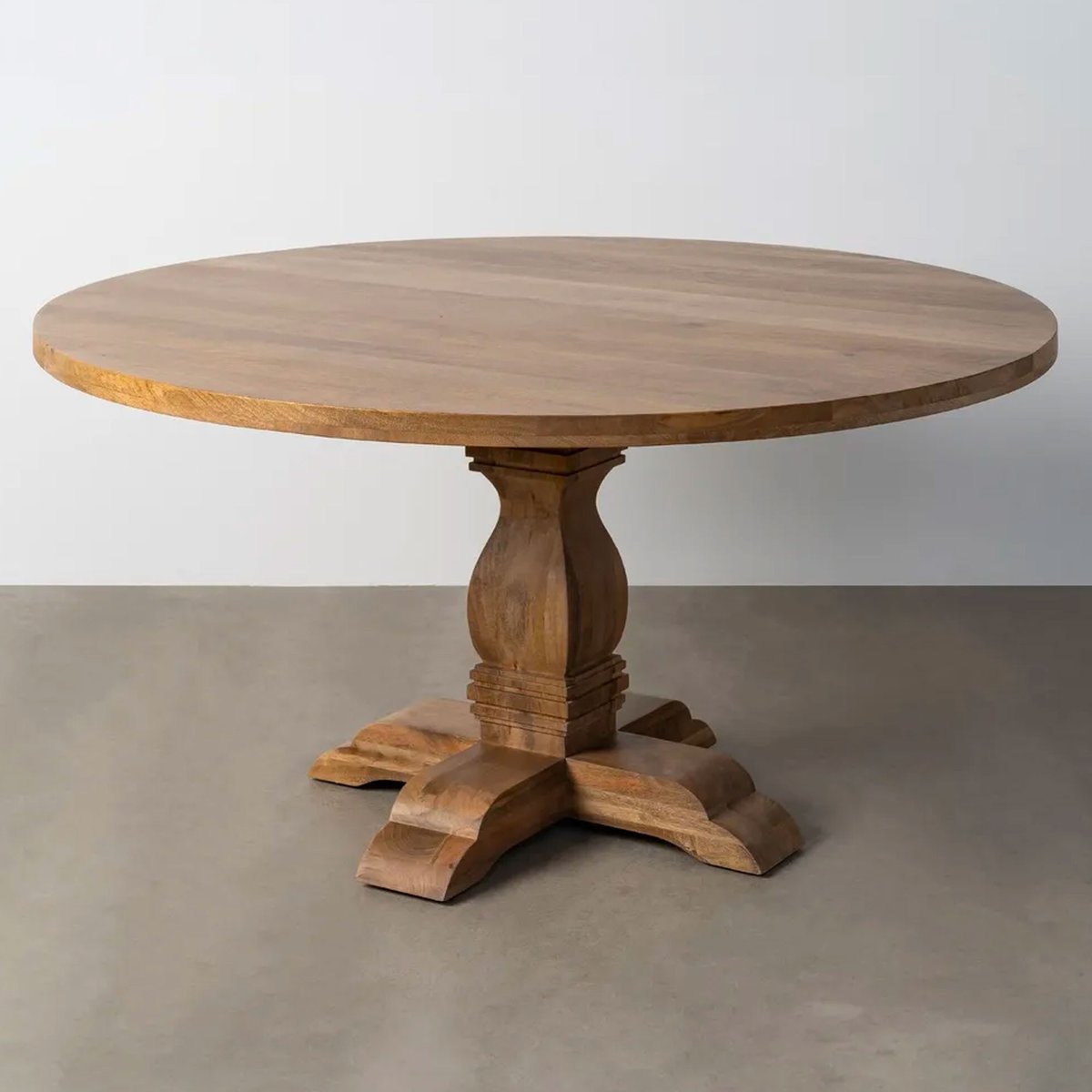 Table à manger classique ronde bois de manguier 150x150x76cm bois, WADIGA