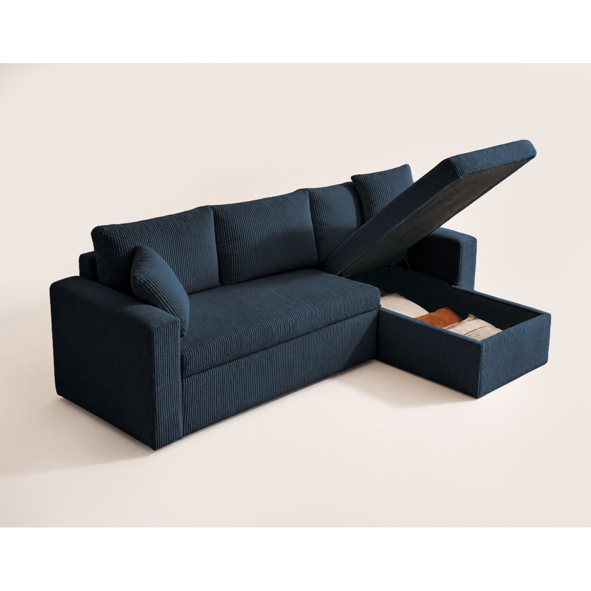 Canapé d'angle convertible 4 places, CYRUS bleu, BEST MOBILIER