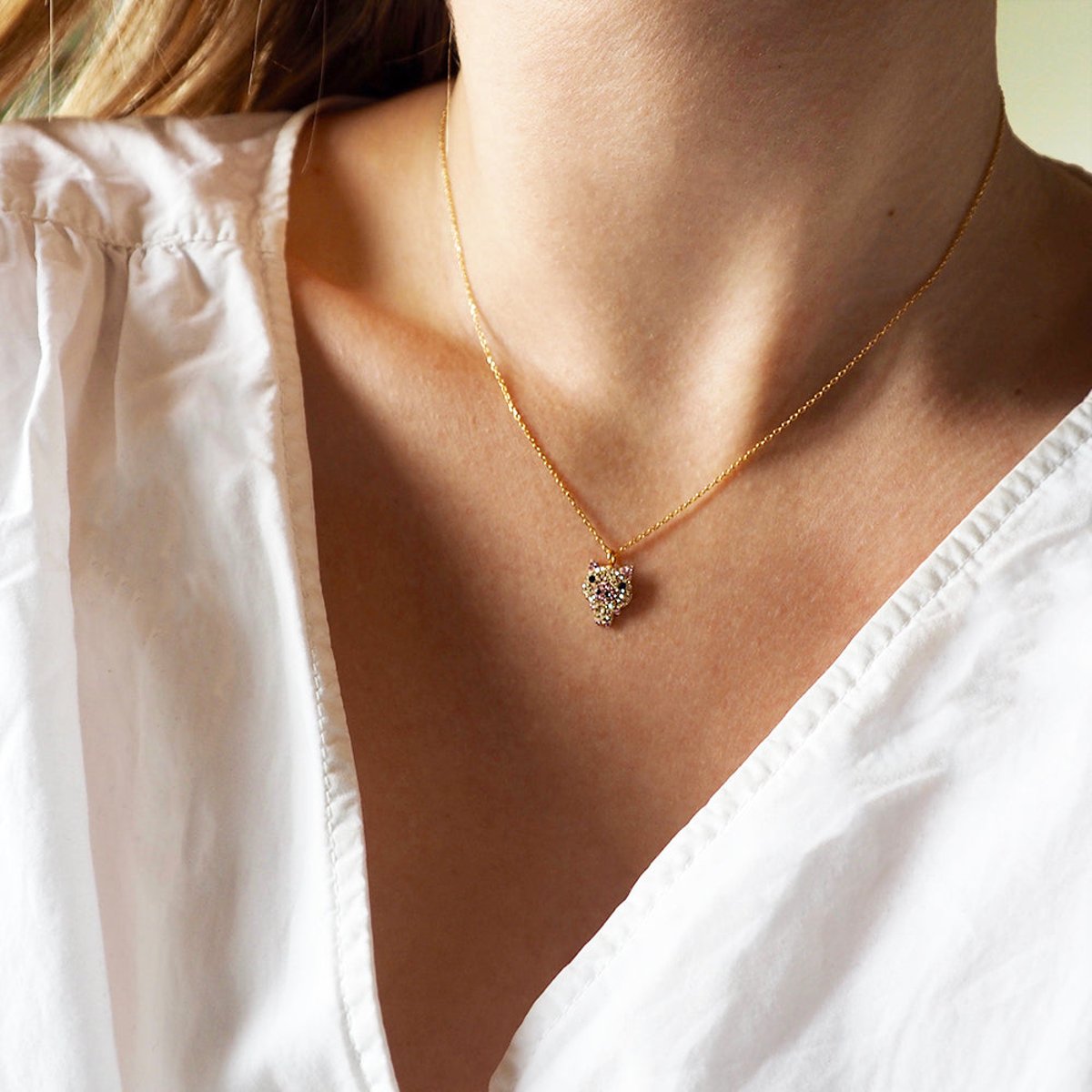 Collier kuchi pig kawaii rose, CAROLINE NAJMAN