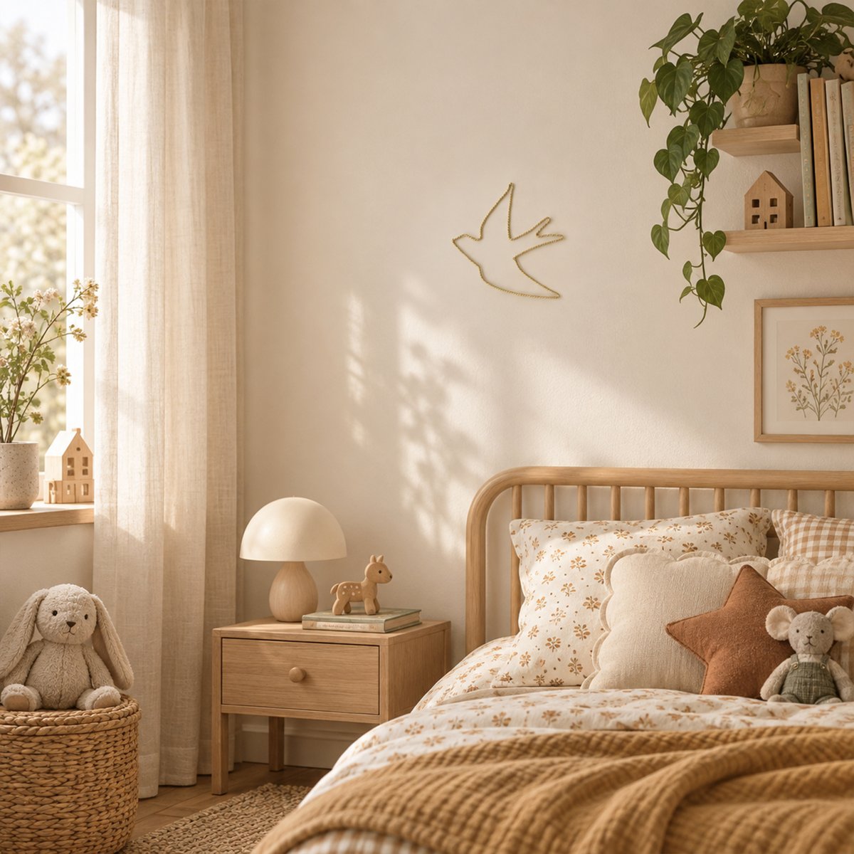 Déco murale Hirondelle fil laiton torsadé - LOJI doré vieilli, HOME MAISON