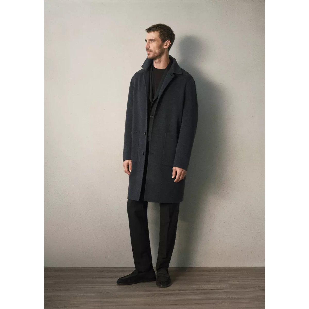 Manteau en mélange laine et cachemire à poches gris anthracite, MANGO MAN