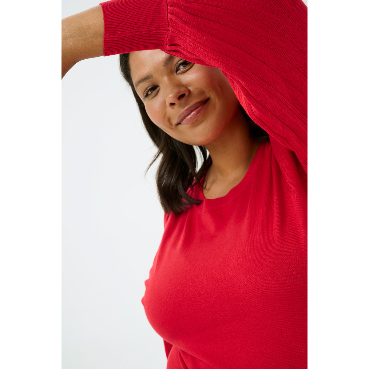 Pullover tricoté rouge haute red, KAFFE CURVE