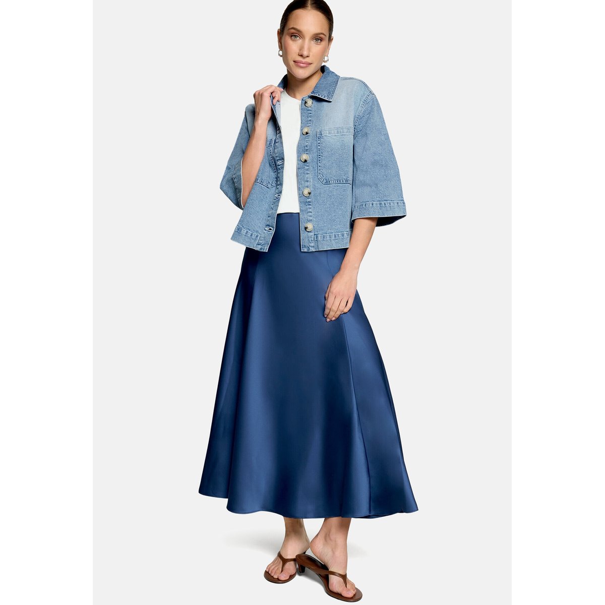 Veste blazer d'aspect denim light blue denim, ZERO