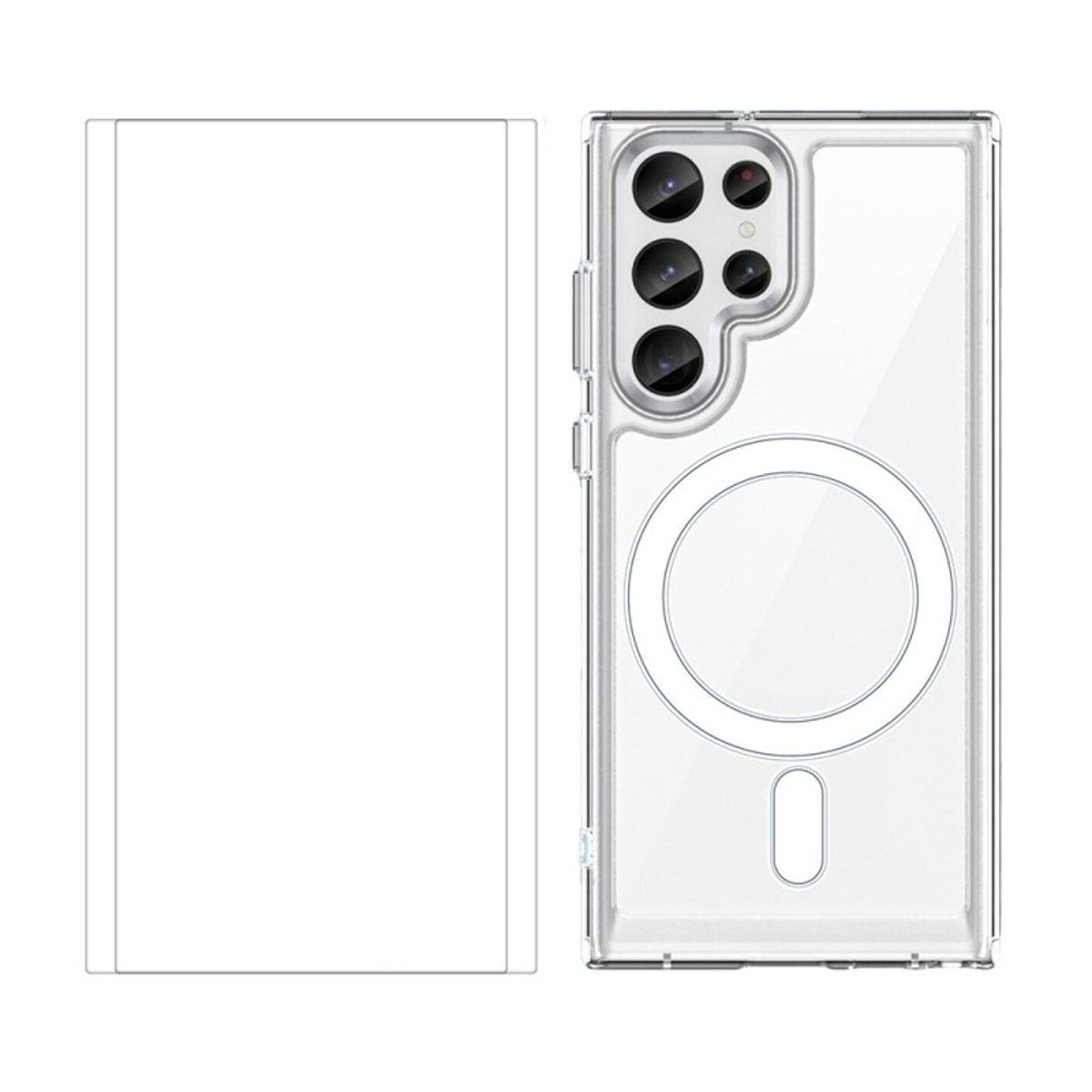 Coque Anti-choc Magnétique compatible Magsafe pour Galaxy S23 Ultra Transparente + 2 vitres transparent, EVETANE