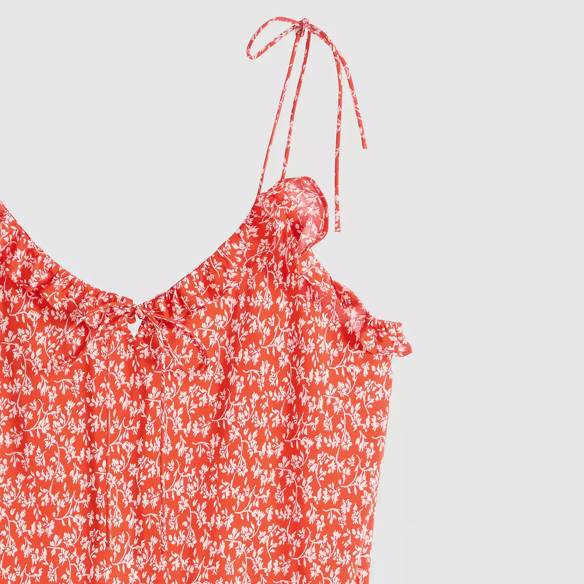 Midi-jurk met bloemenprint en fijne schouderbandjes bedrukt rood, LEVI'S