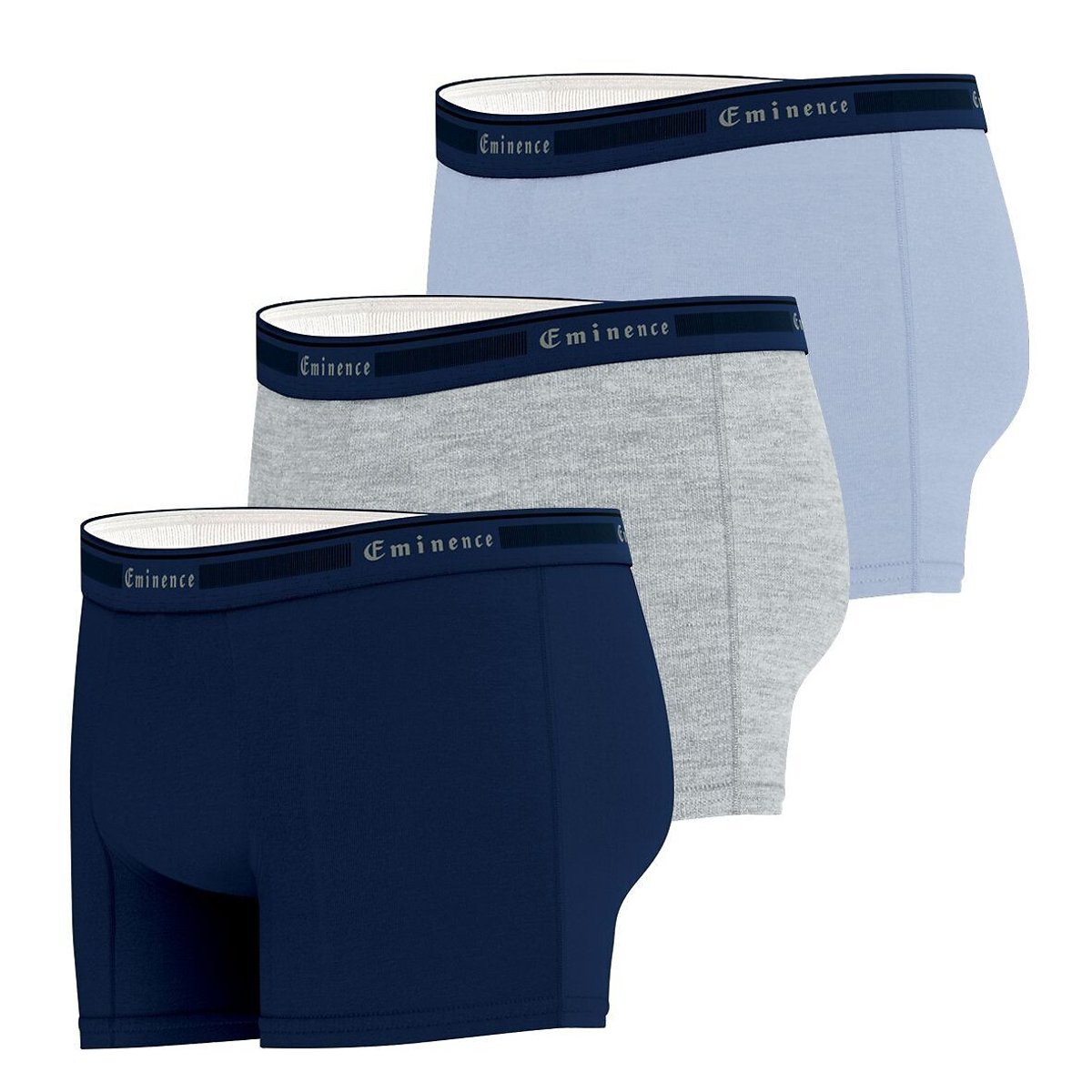 Lot de 3 boxers homme Tailor Bio Eminence bleu marine + bleu + gris, EMINENCE