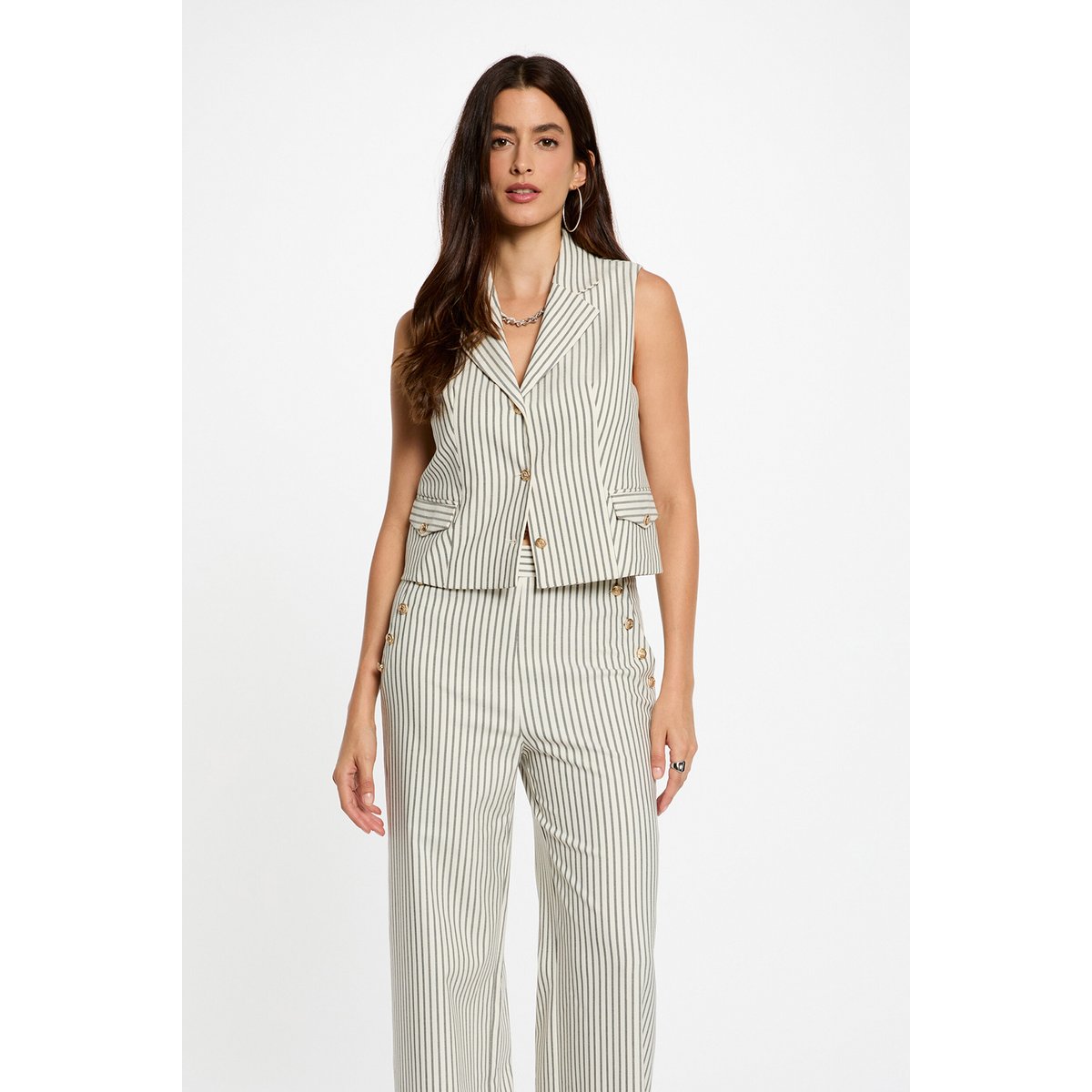 Veste sans manches ajustée multicolore, MORGAN
