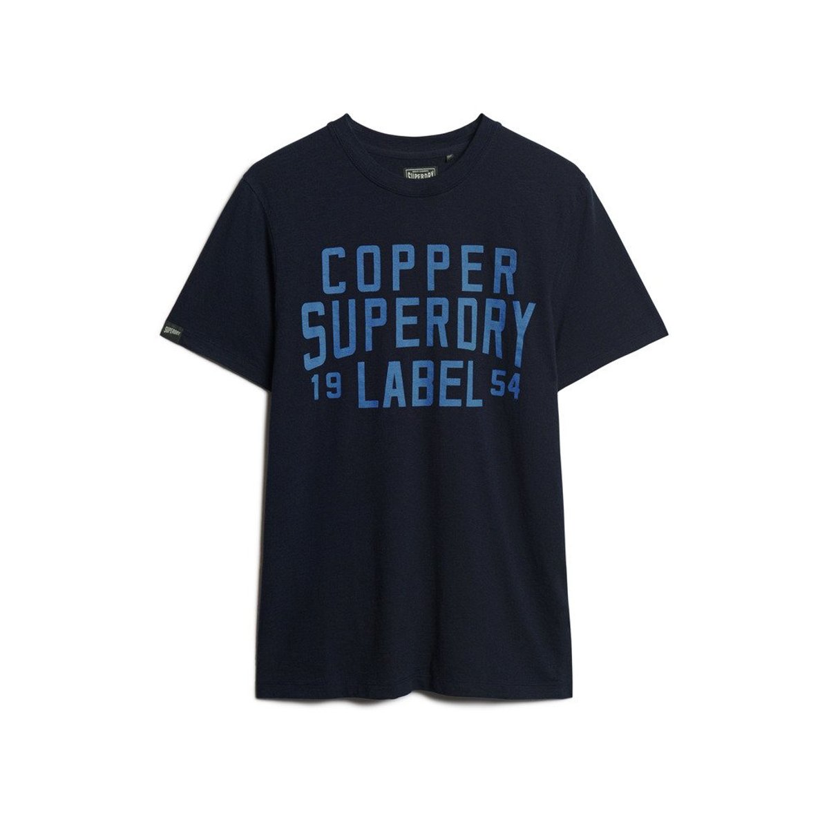 T-shirt col rond à imprimé bleu marine, SUPERDRY