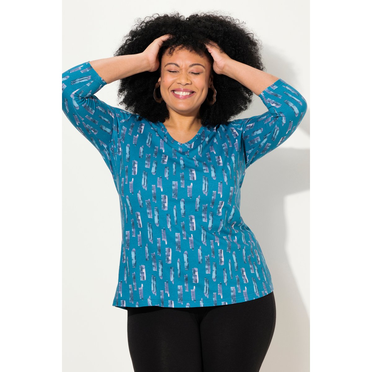 T-shirt long marine, ULLA POPKEN
