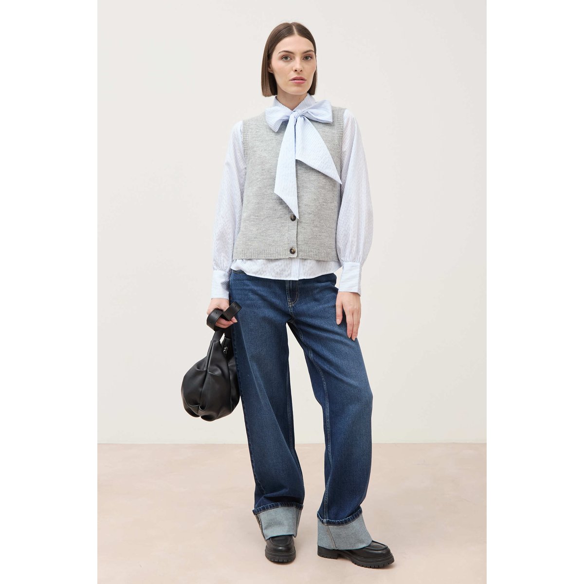 Chemise manches longues col américain bleu ciel, BONOBO