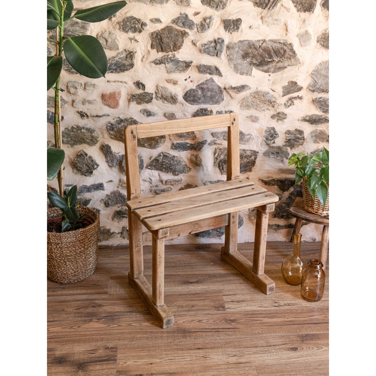 Banc en chêne Antoine N°419 - Bon état bois clair, DEBONGOUT