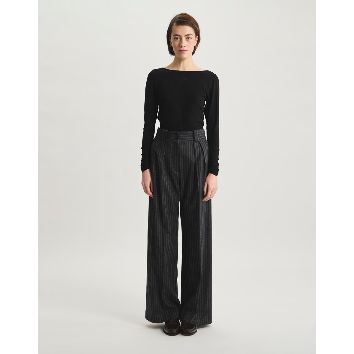 Pantalon à pinces Marlène gris, INES DE LA FRESSANGE PARIS