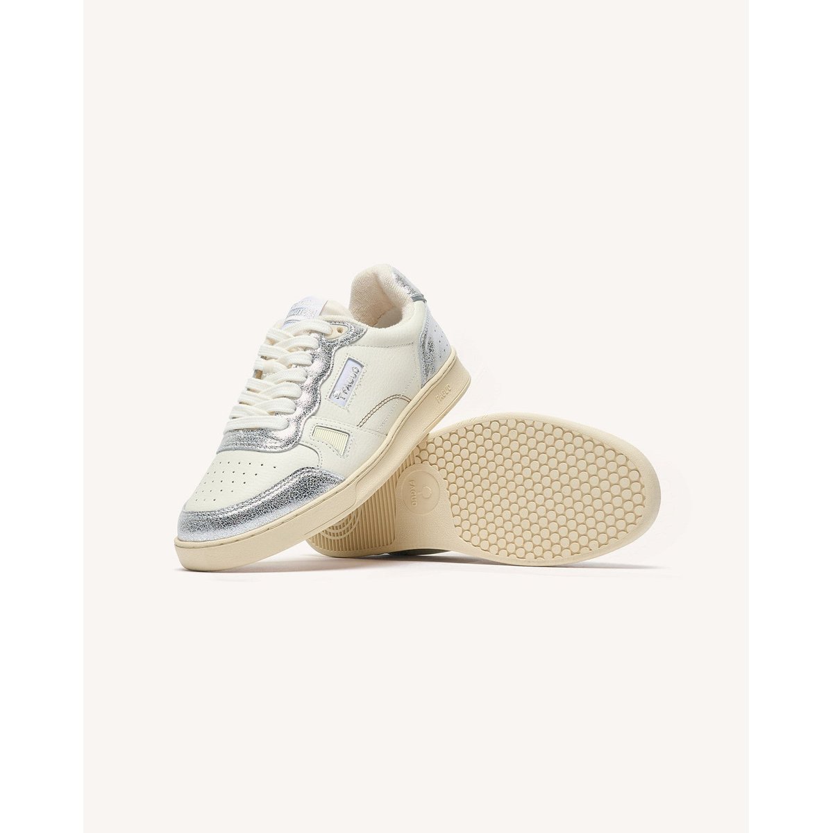 Baskets basses cuir COMMUTE 1 blanc et argenté, FAGUO