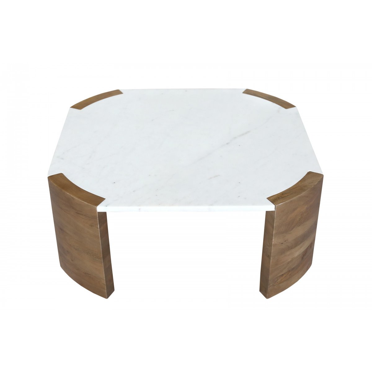 Table basse carrée en marbre, TORVI blanc, BOBOCHIC