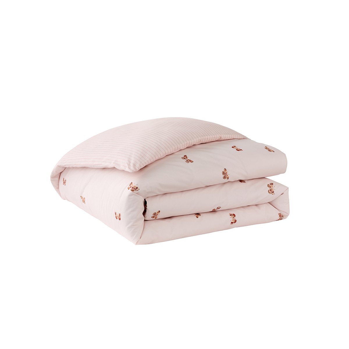 Housse de couette imprimée en percale de coton, DÉLICATESSE rose foncé, ESSIX