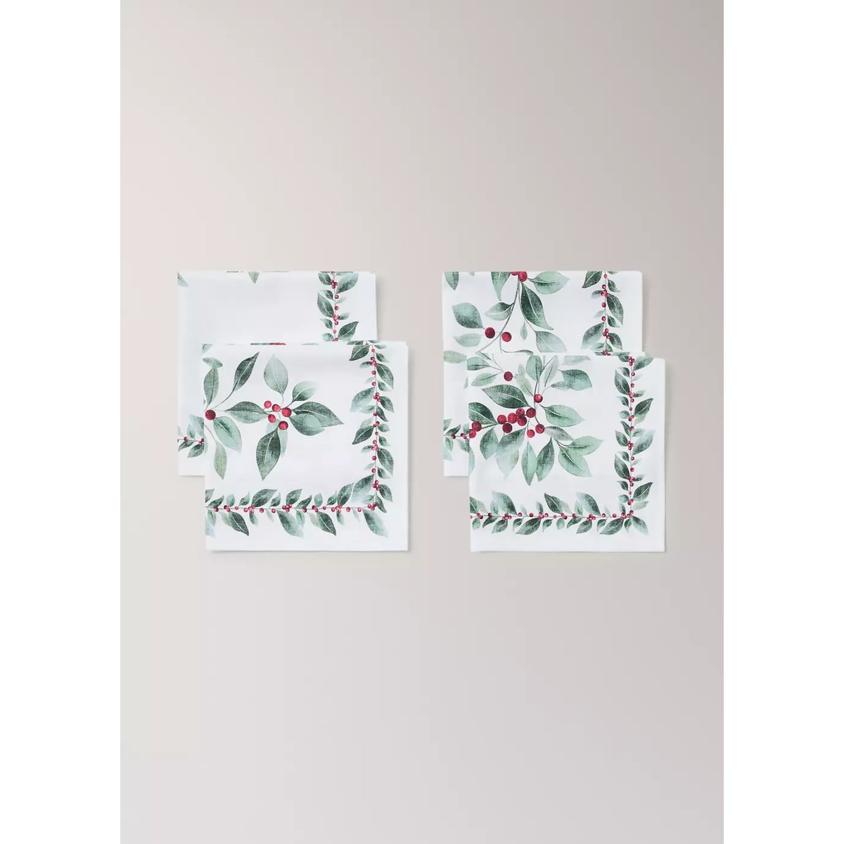 Serviettes de table en coton imprimé fleuri blanc, MANGO HOME