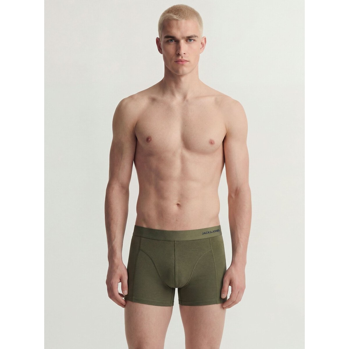 Lot de 3 boxers unis marine + kaki + bordeaux, JACK & JONES