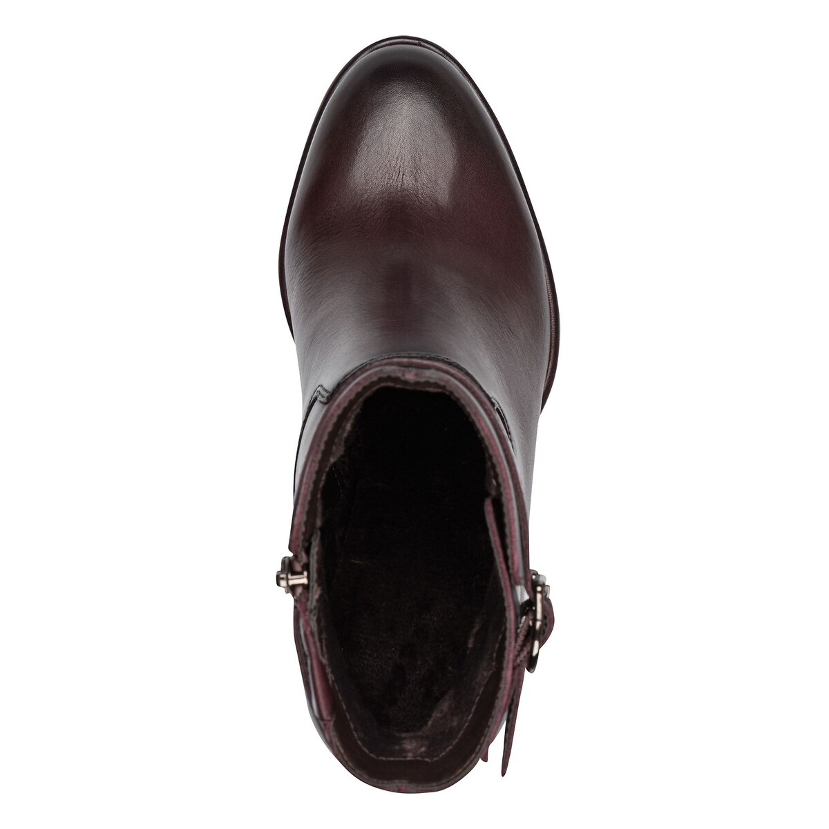 Botines de piel con tacón merlot, TAMARIS
