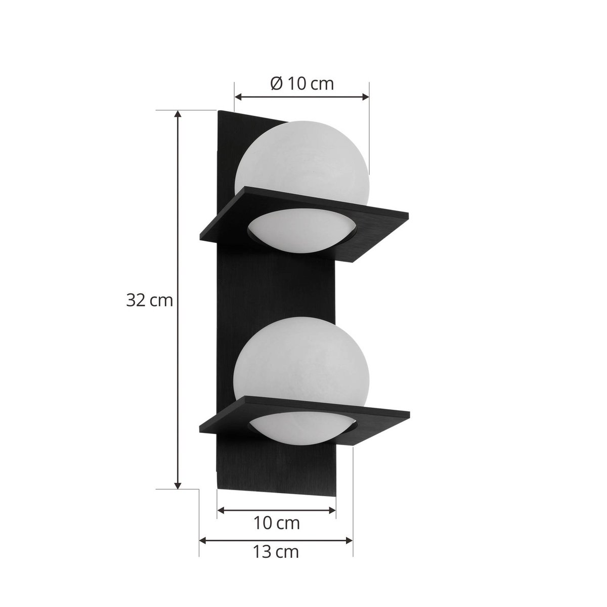 Applique en métal moderne, Kulka noir, blanc, LUCANDE