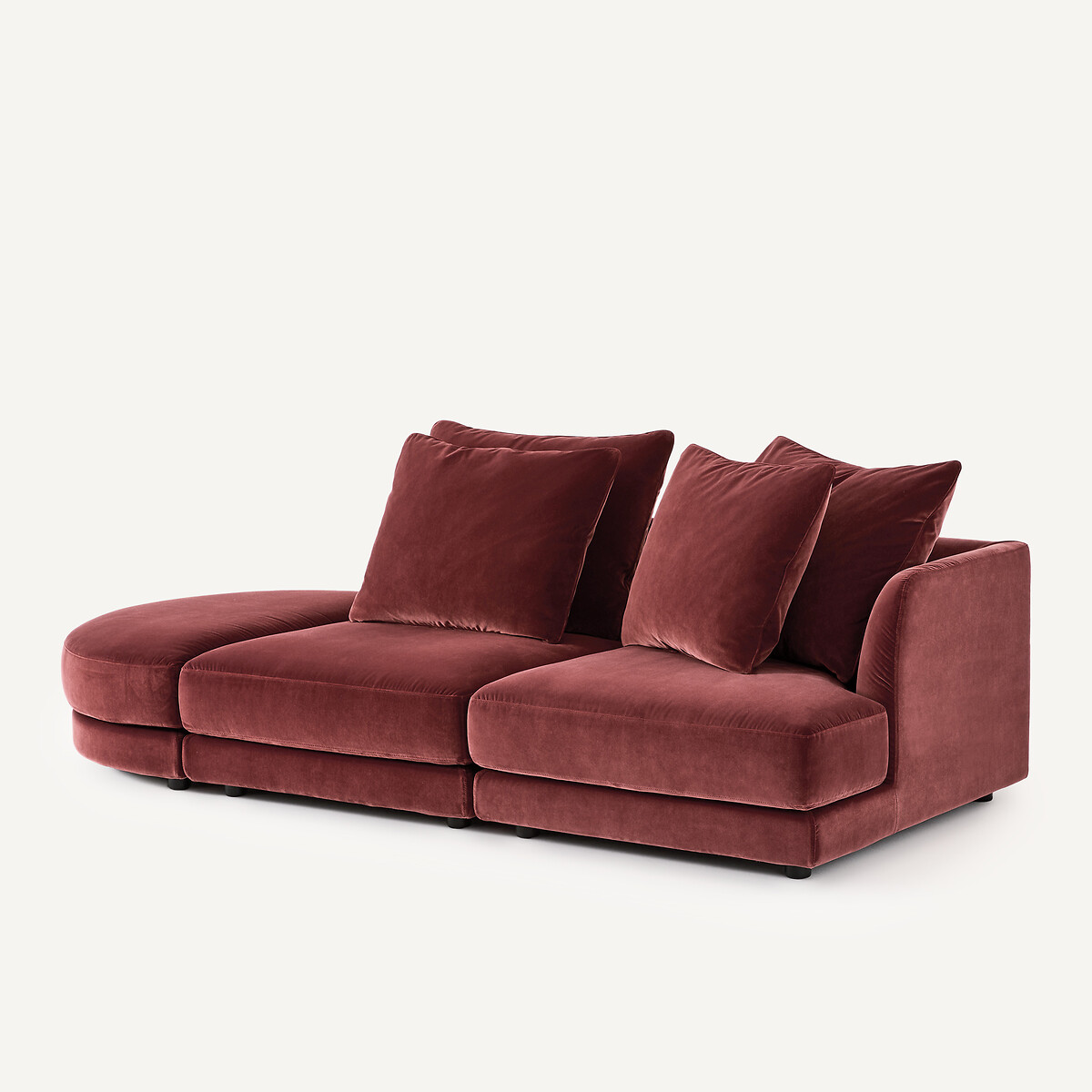 Demi-canapé droit, modulable en velours, TIBERIO grenat, AM.PM