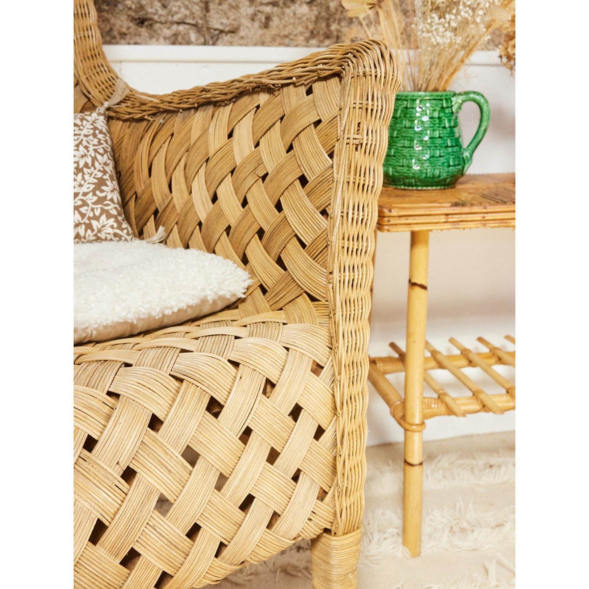 Fauteuil en osier Ernest N°1033 - Bon état bois clair, DEBONGOUT
