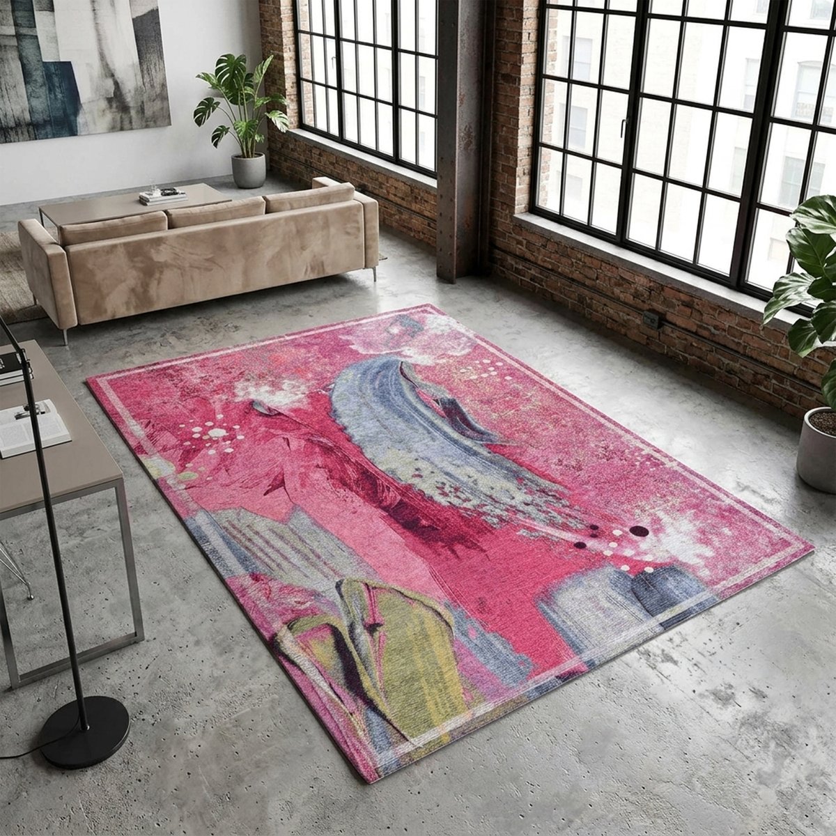 Tapis de salon moderne - COSIMA rose multi, GINO FALCONE