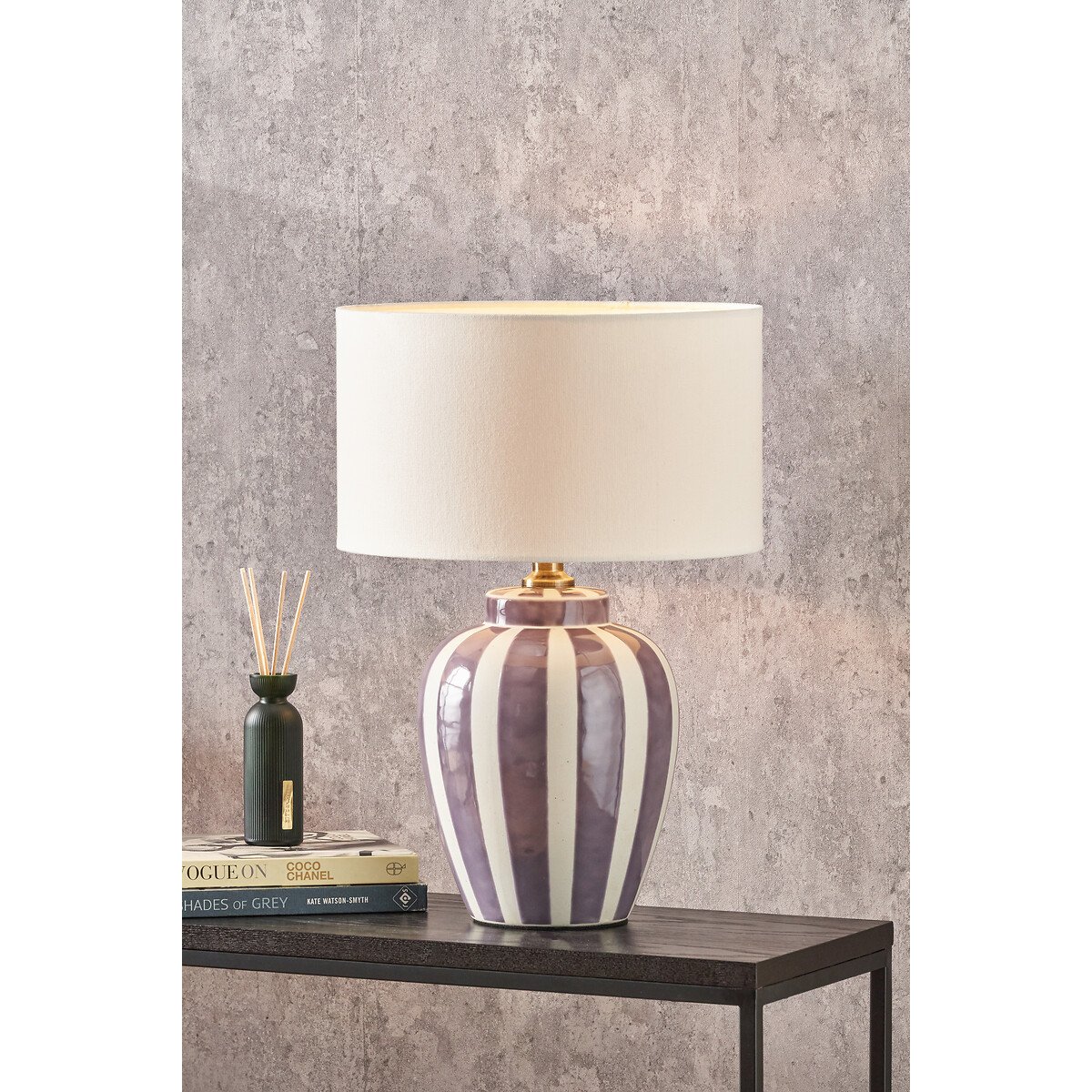 Petra Lilac Striped Ceramic Table Lamp Base lilac, ÉDITÉ