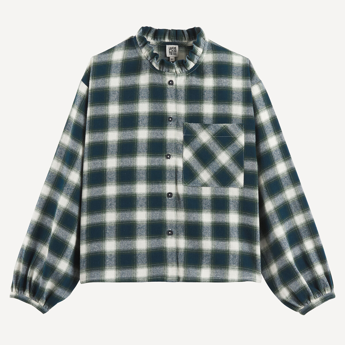Chemise à carreaux, avec col volanté et manches longues carreaux, LA REDOUTE COLLECTIONS