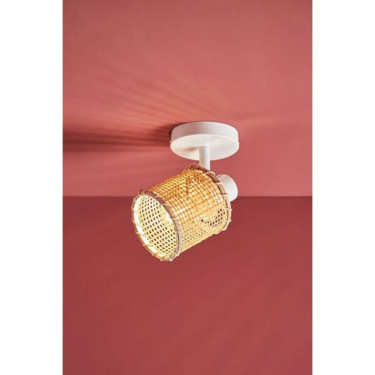 Applique spot bambou métal Mahina blanc blanc, DECORATIE