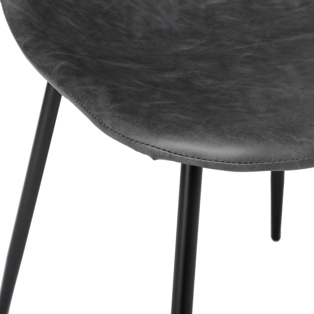 Chaise effet cuir vieilli piètement métal VLADI gris, ATMOSPHERA