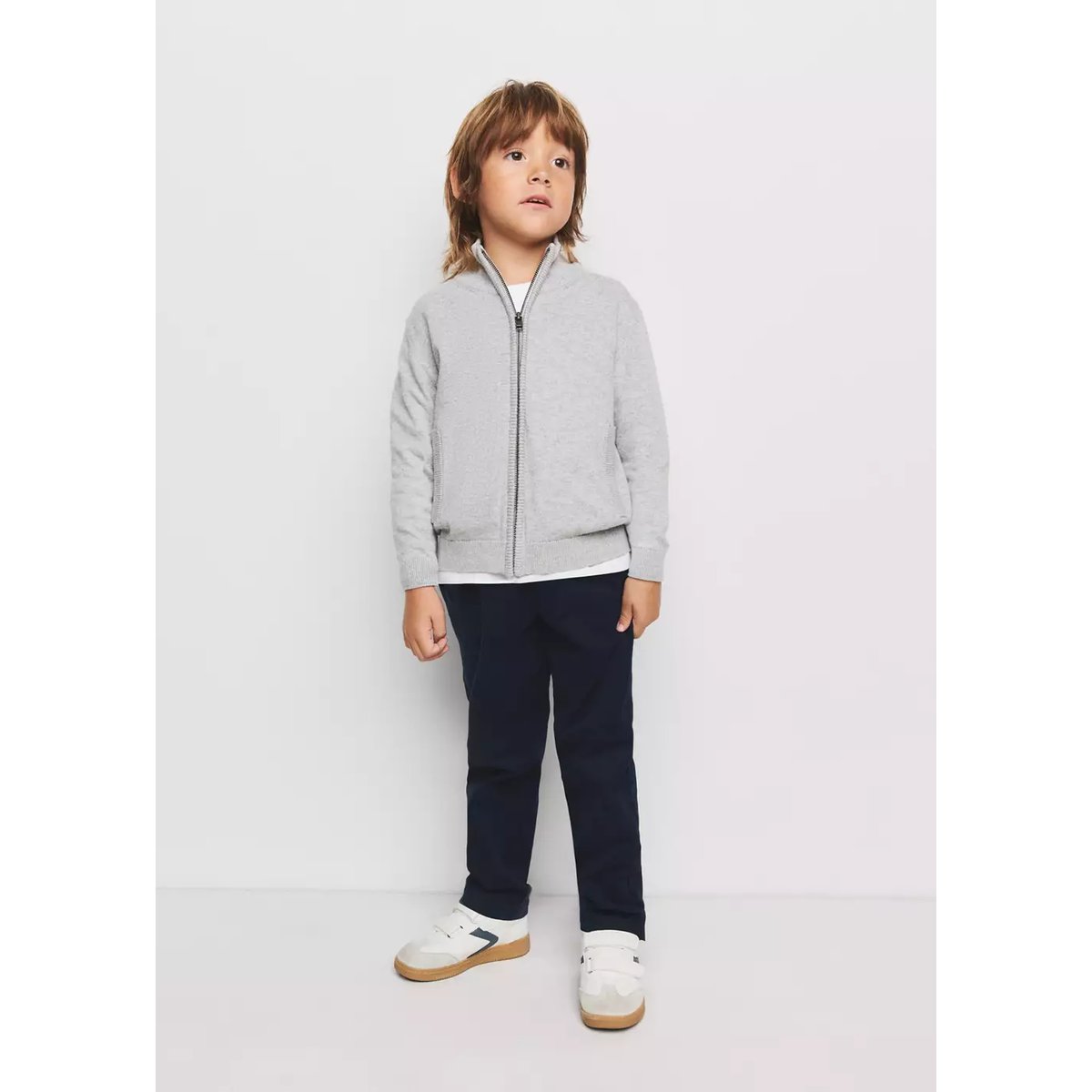 Cardigan 100 % coton zip gris, MANGO BABY