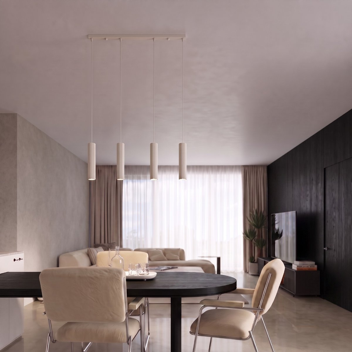 Suspension Aluminium Beige GU10 4 Karbon beige, EDEN