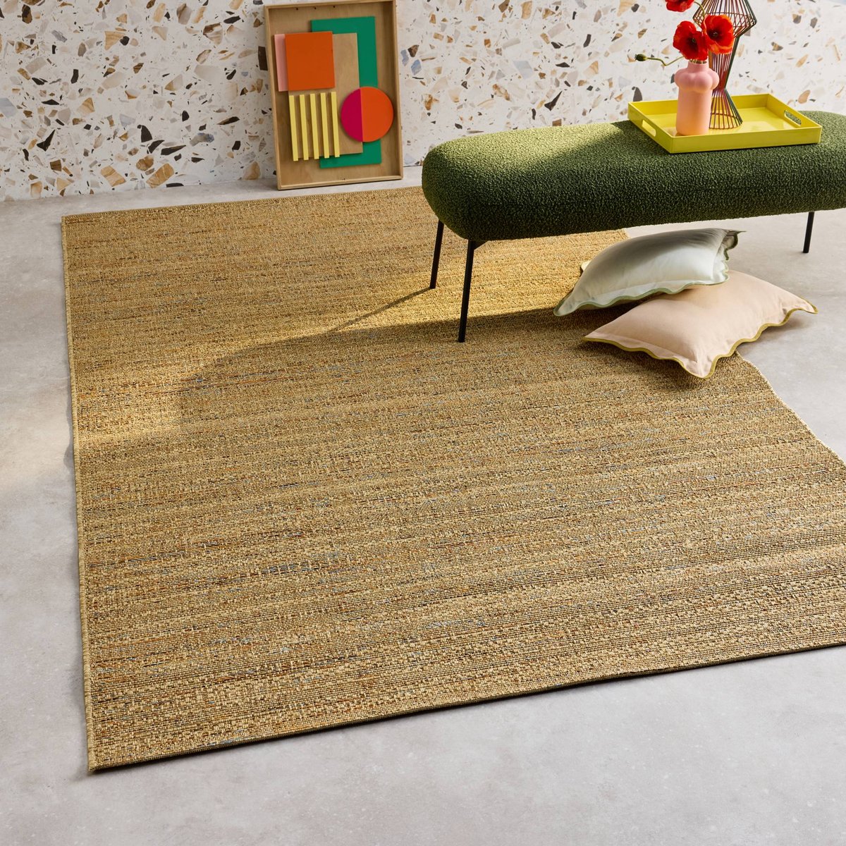Tapis intérieur rectangulaire  EMILY effet jute coloris naturel, SWEEEK