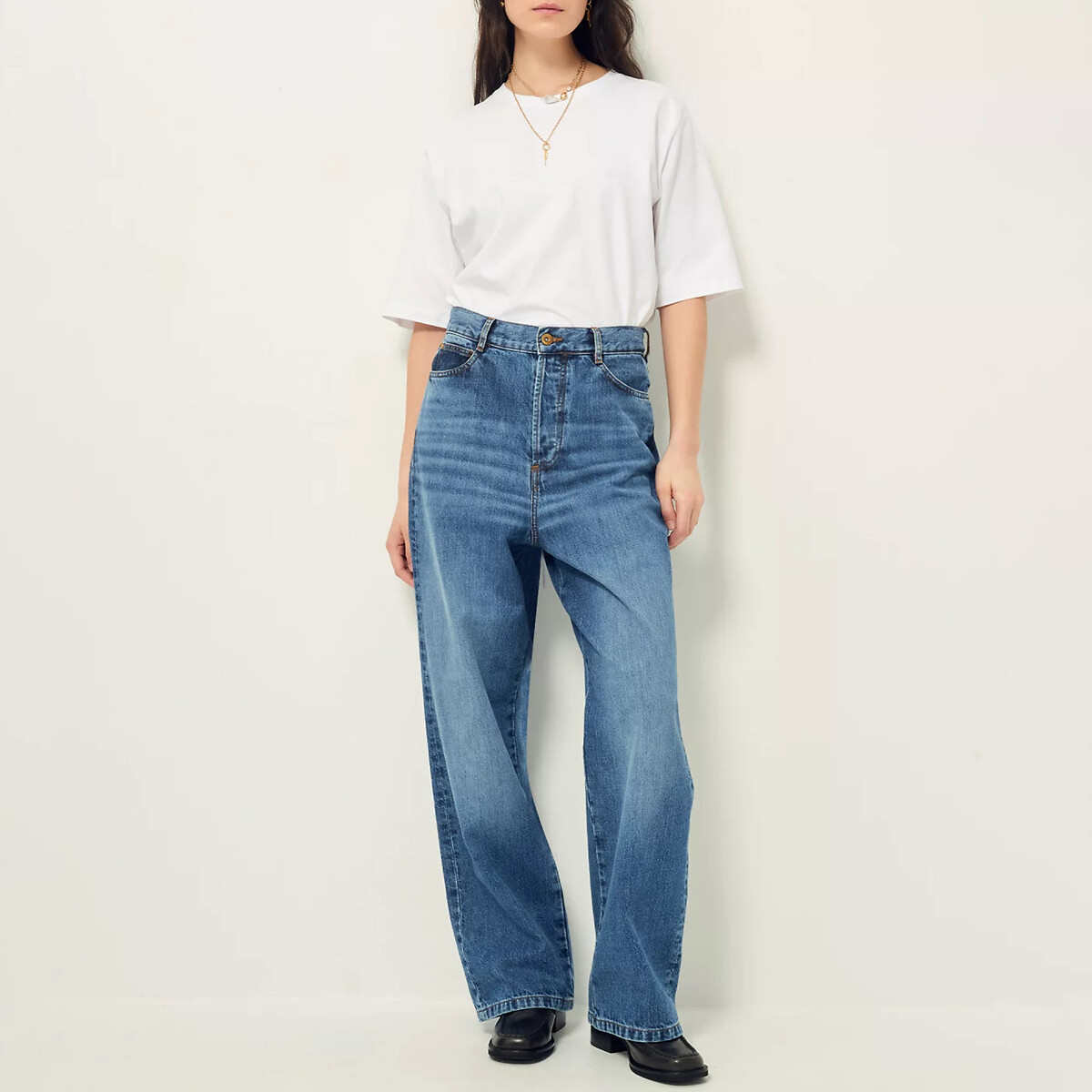 Paperlove Wide Leg Jeans with High Waist faded denim, SESSUN