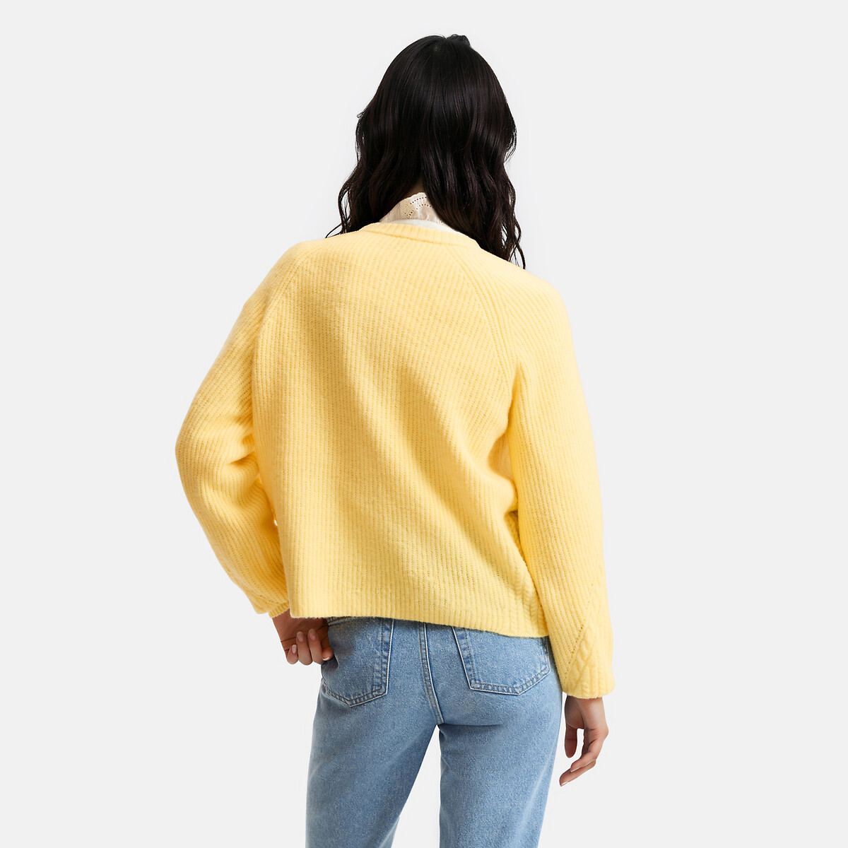 Vest met ronde hals, van geribd tricot geel , LA REDOUTE COLLECTIONS