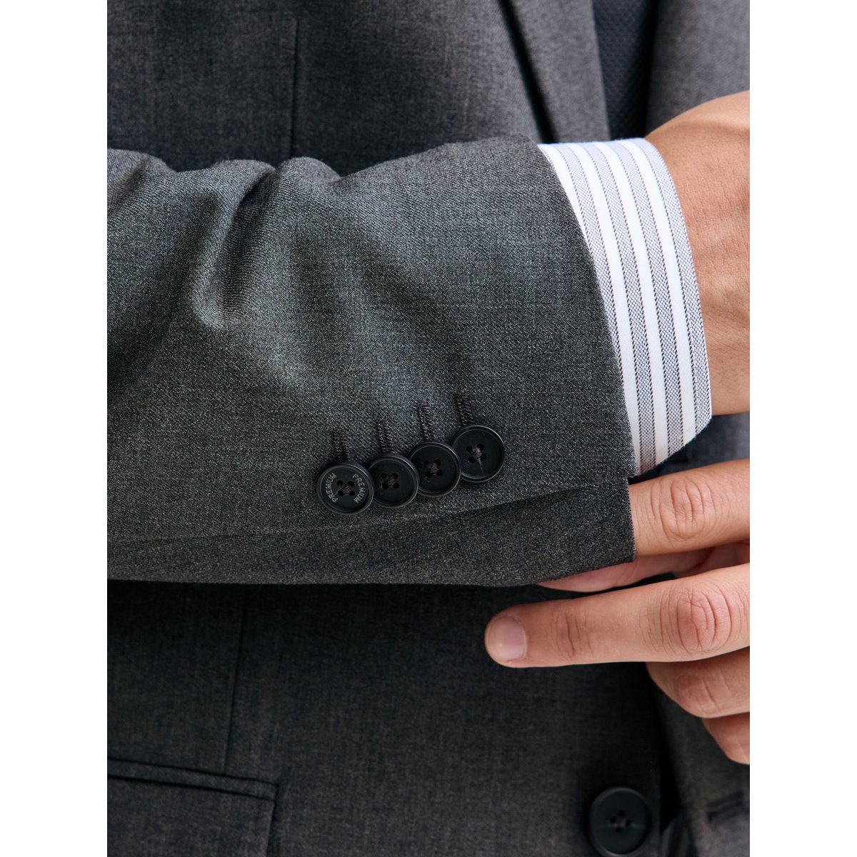 Blazer Croisé dark grey melange 1, JACK & JONES