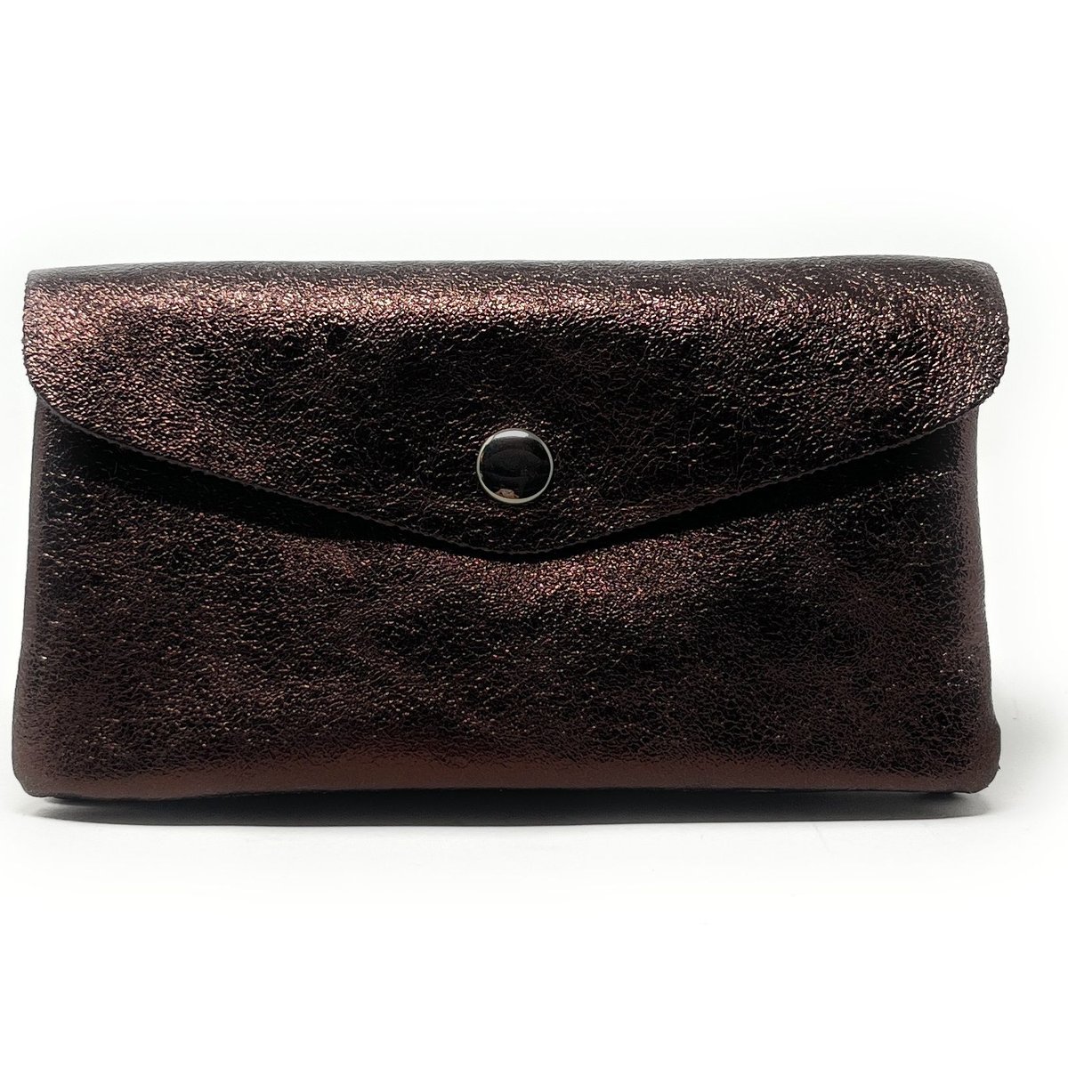 Pochette porte-monnaie en cuir irisé COMPO chocolat, OH MY BAG