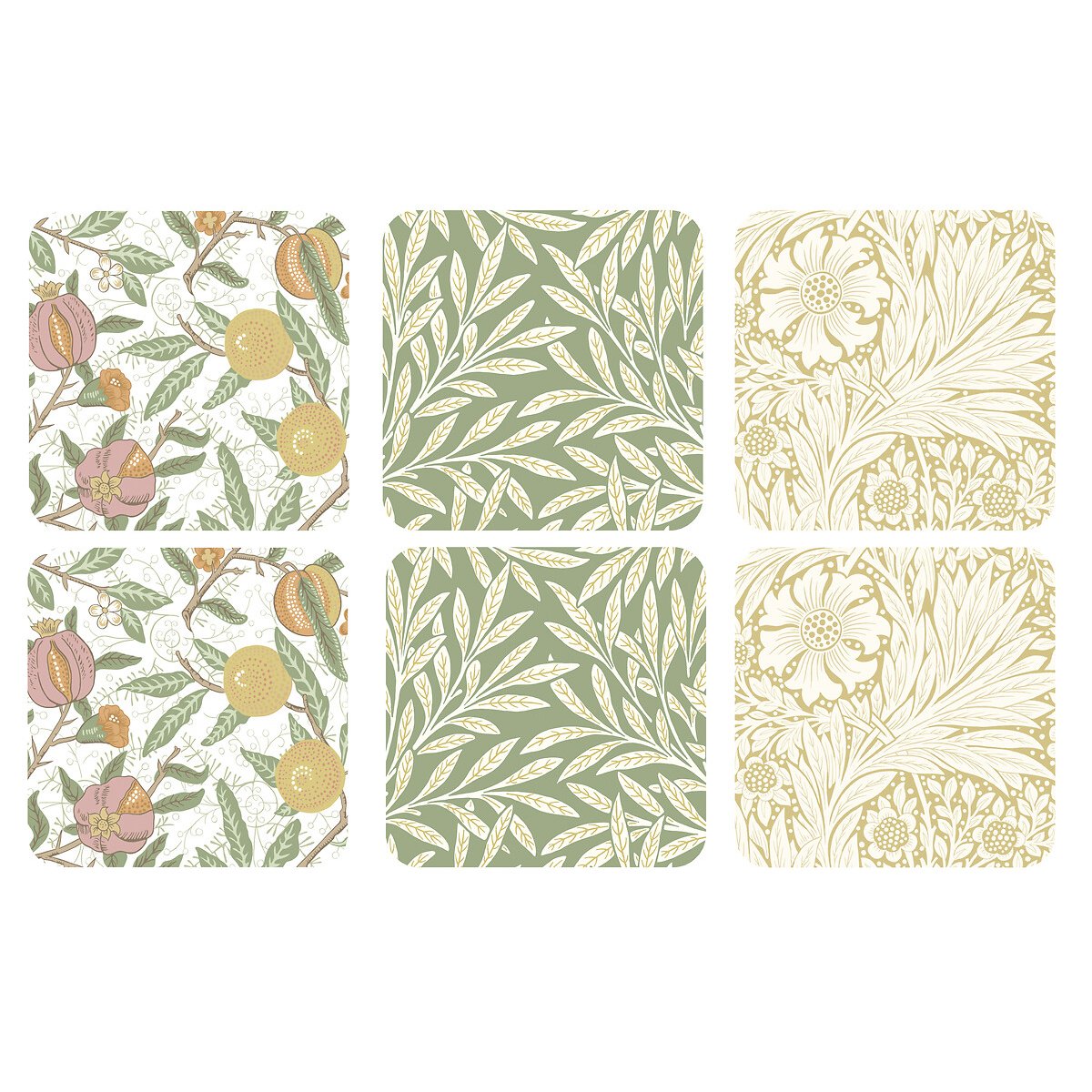 Set of 6 Morris & Co. Simply Mixed Coasters multi-coloured, MORRIS & CO.