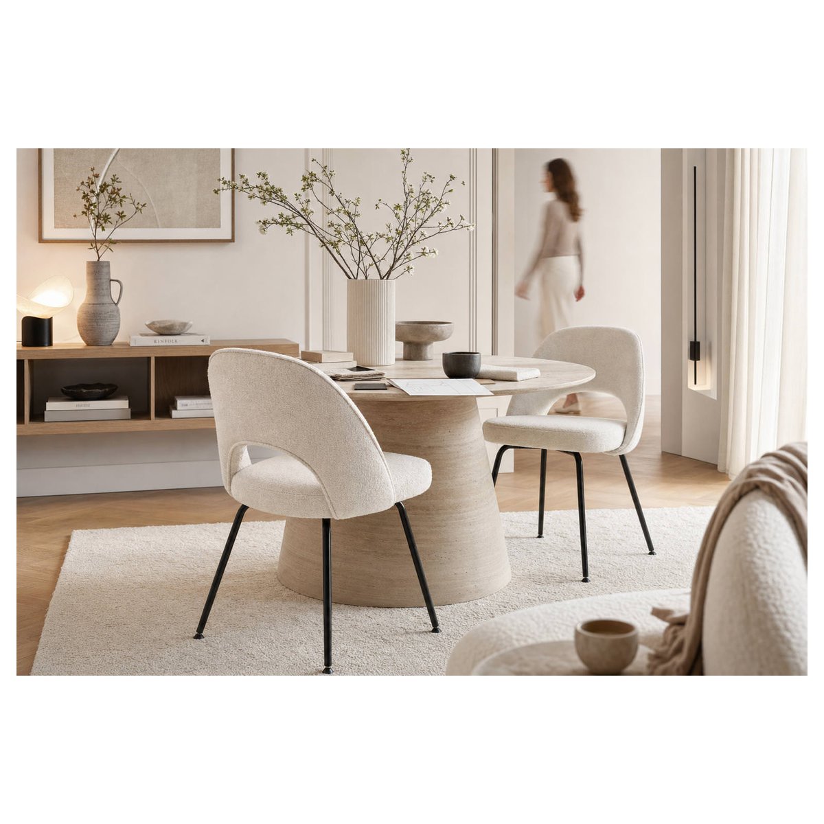 Chaise en tissu et métal blanc et noir, RECOLLECTION