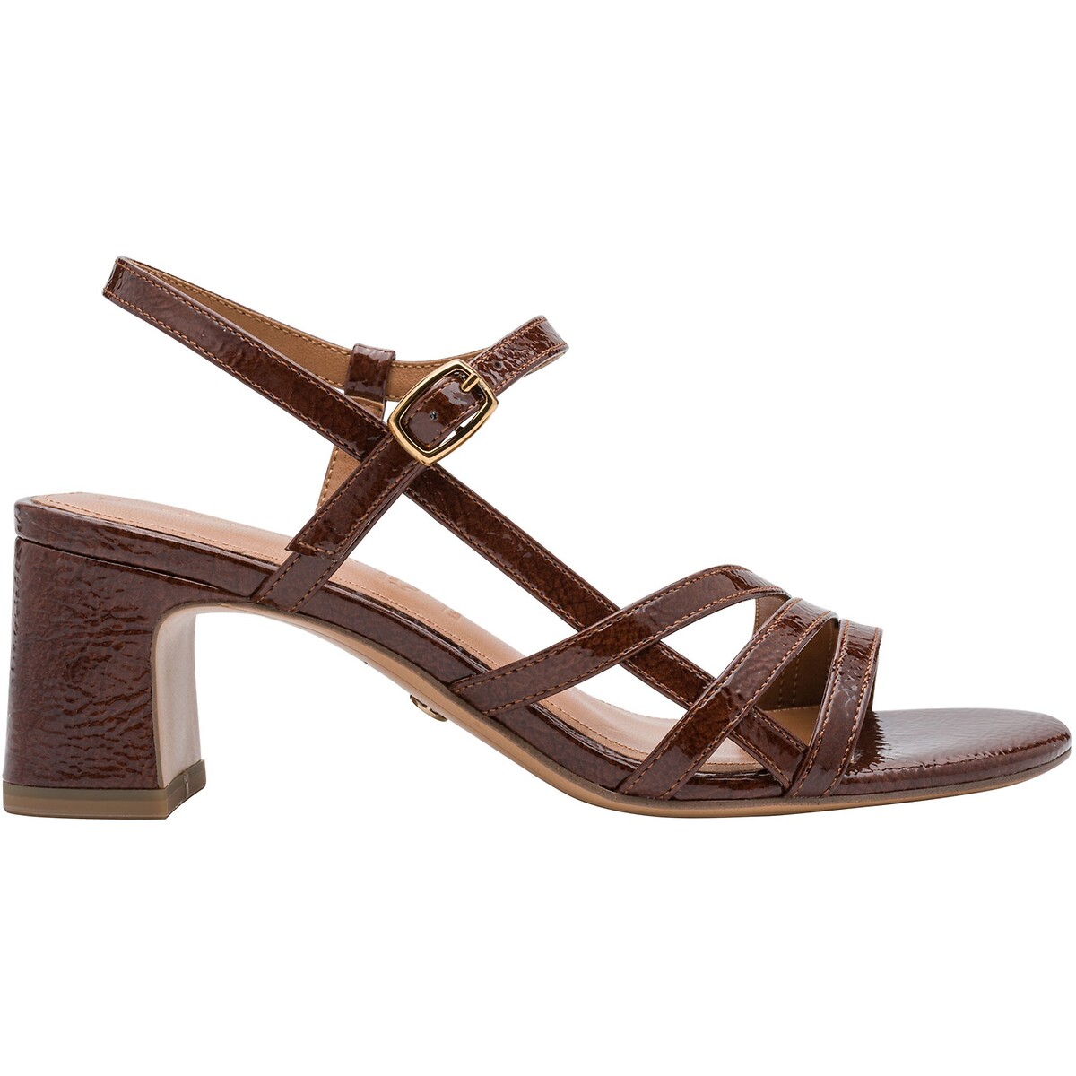 Wandelsandalen met hiel kastanjebruin gelakt, TAMARIS
