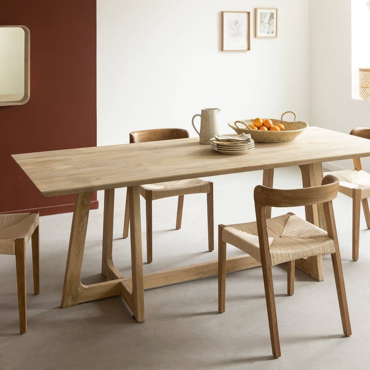Table à manger en bois de manguier ANASTASIA bois clair, MADE IN MEUBLES